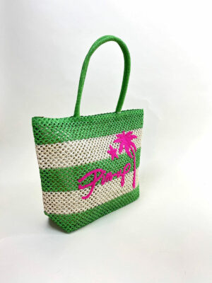 PIN-UP Stars BORSA PAGLIA RIGHE VERDE - immagine 2