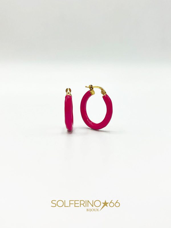 ORECCHINI MINI CON SMALTO FUCSIA