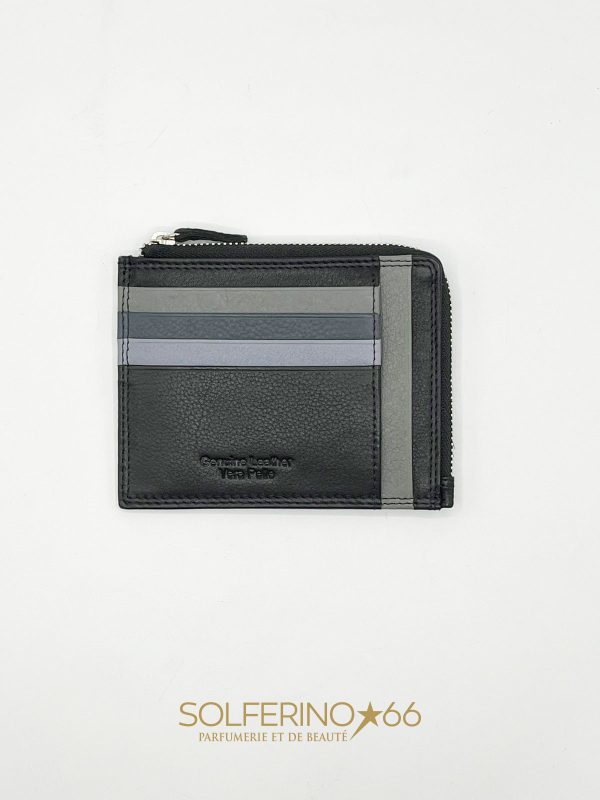 PORTACARTE CON CERNIERA NERO/GRIGIO