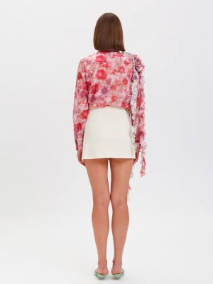 WEILI ZHENG MINI GONNA CON DETTAGLIO ROSA WHITE - immagine 3