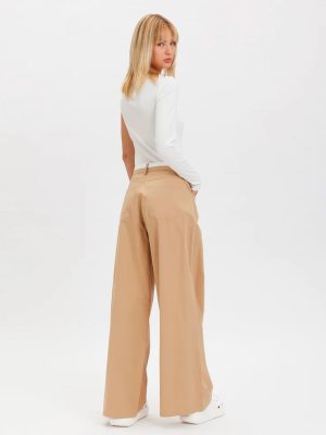 WEILI ZHENG PANTALONI WIDE LEG BEIGE - immagine 3