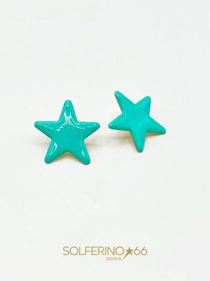 ORECCHINI A STELLA CON SMALTO VERDE ACQUA