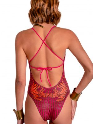 PIN UP COSTUME INTERO LUREX STAMPA TIGER SUN PINK - immagine 2