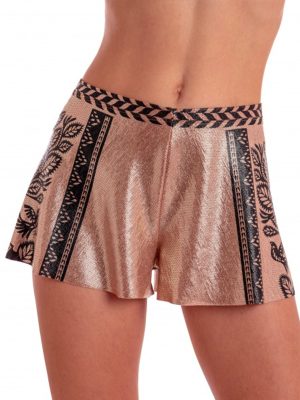 PIN UP SHORTS LAMÈ STAMPA BEAUTIFUL TREE
