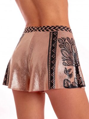 PIN UP SHORTS LAMÈ STAMPA BEAUTIFUL TREE - immagine 2