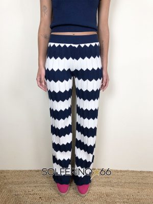KONTATTO PANTALONE IN MAGLIA ZIGZAG WHITE/BLUE - immagine 4