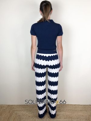 KONTATTO PANTALONE IN MAGLIA ZIGZAG WHITE/BLUE - immagine 3