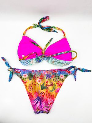 BIKINI TRIANGLE PADDED BRIEFS FLOWER RAINBOW - immagine 3