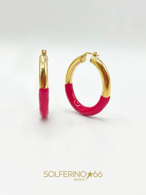ORECCHINI GRANDI CON SMALTO FUCSIA