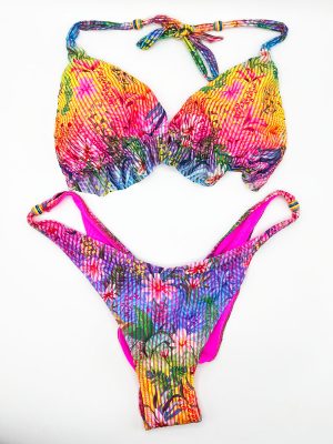 BIKINI TRIANGLE PADDED BRIEFS FLOWER BRASILIANA RAINBOW CALDO
