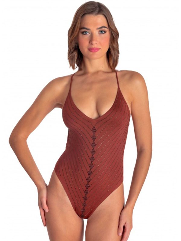 PIN UP COSTUME INTERO IMBOTTITO CON CRISTALLI BROWN