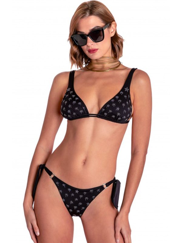 PIN UP BIKINI TRIANGOLO IMBOTTITO CON BORCHIETTE PALME