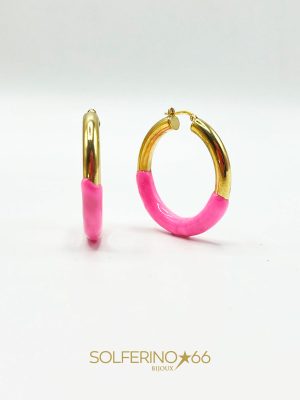 ORECCHINI GRANDI CON SMALTO ROSA
