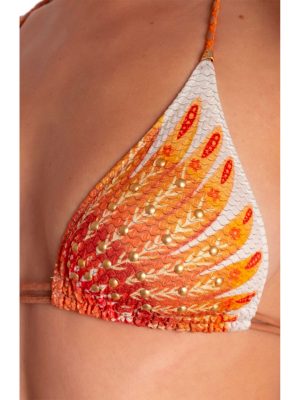 PIN UP BIKINI TRIANGOLO IMBOTTITO  BORCHIE WINGS ORANGE - immagine 3