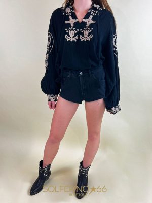 ONE TEASPOON THE ONE DENIM SHORT NERO - immagine 5