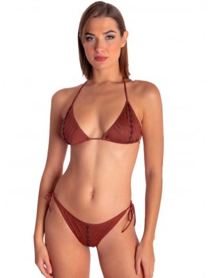 PIN UP BIKINI TRIANGOLO IMBOTTITO CON CRISTALLI BROWN
