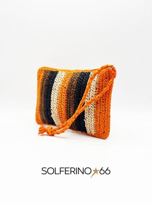 BUSTINA IN RAFFIA A RIGHE ARANCIONI - immagine 2