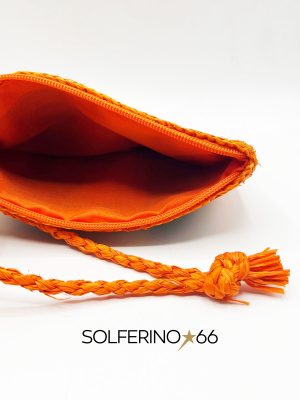 BUSTINA IN RAFFIA A RIGHE ARANCIONI - immagine 3