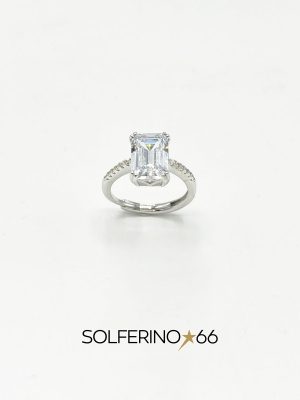 ANELLO ARGENTO CON ZIRCONE VERTICALE