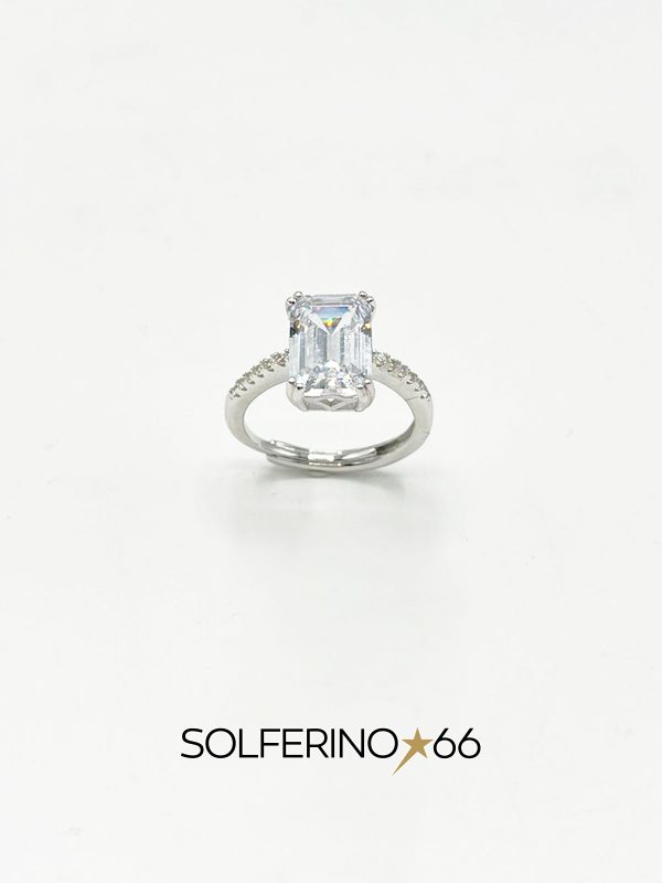 ANELLO ARGENTO CON ZIRCONE VERTICALE