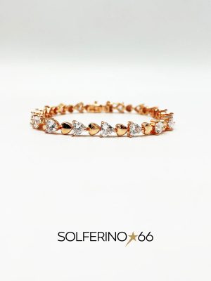 BRACCIALE ROSATO TENNIS CON CUORI DI ZIRCONI