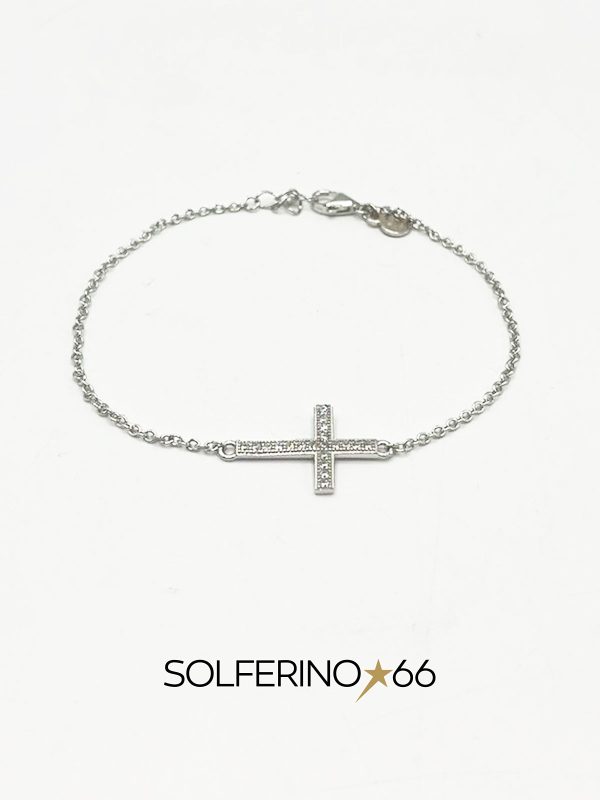BRACCIALE ARGENTO CON CROCE PIATTA