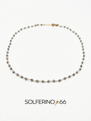 COLLANA ROSATA CON PIETRE ARGENTO