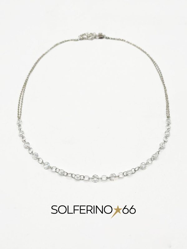 COLLANA ARGENTO CON MINI CRISTALLI TRASPARENTI