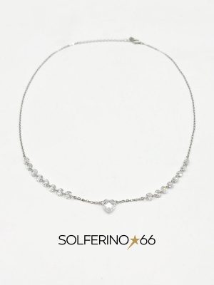 COLLANA ARGENTO CON MINI CRISTALLI TRASPARENTI E CUORE