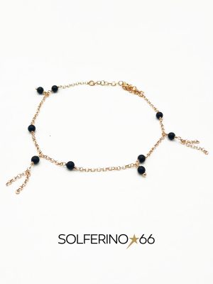 CAVIGLIERA ROSATA CON PIETRE NERE E PENDENTI