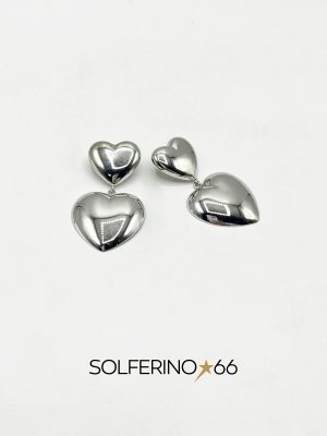 ORECCHINI ARGENTO DOPPIO CUORE PENDENTE