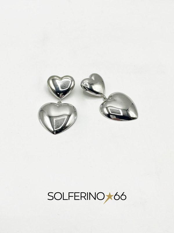 ORECCHINI ARGENTO DOPPIO CUORE PENDENTE