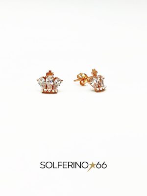 ORECCHINI ROSATI CON CORONA DI ZIRCONI