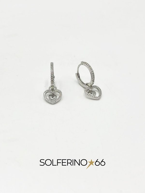 ORECCHINI ARGENTO CON DOPPIO CUORE PENDENTE