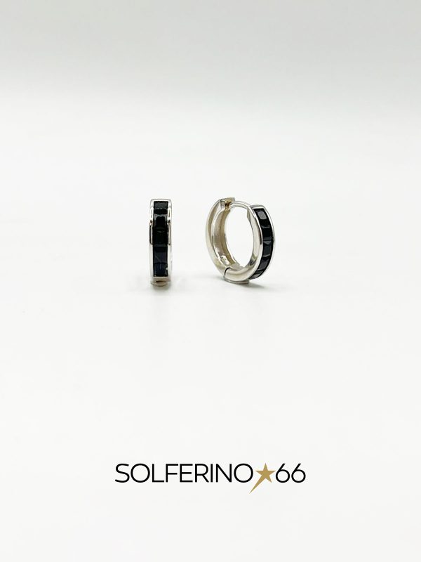 ORECCHINI ARGENTO SPESSI CON ZIRCONE NERO