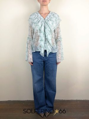 WEILI ZHENG CAMICIA CHIFFON GREEN - immagine 2