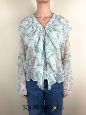 WEILI ZHENG CAMICIA CHIFFON GREEN