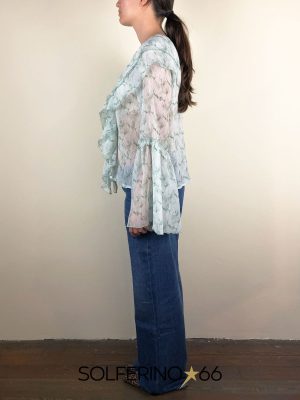 WEILI ZHENG CAMICIA CHIFFON GREEN - immagine 3
