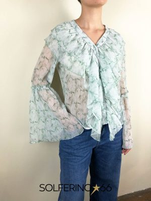 WEILI ZHENG CAMICIA CHIFFON GREEN - immagine 6