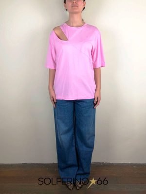WEILI ZHENG T-SHIRT CON CUT OUT PINK - immagine 2