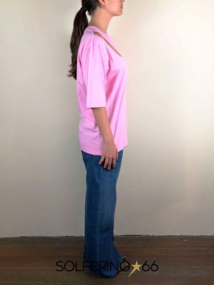 WEILI ZHENG T-SHIRT CON CUT OUT PINK - immagine 4