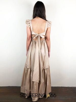 WEILI ZHENG MAXI ABITO VOLANTS SABBIA - immagine 4