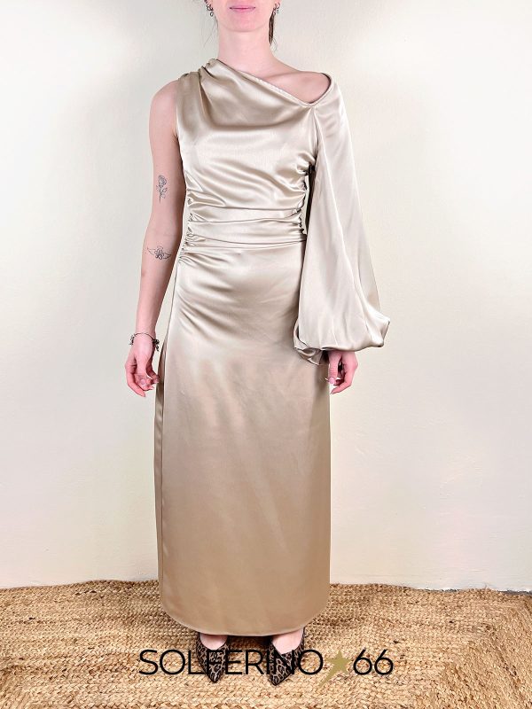 WEILI ZHENG ABITO ASIMMETRICO SATIN CHAMPAGNE