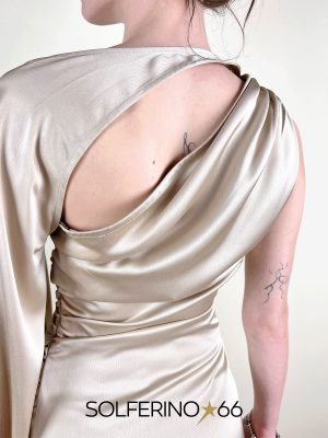 WEILI ZHENG ABITO ASIMMETRICO SATIN CHAMPAGNE - immagine 5