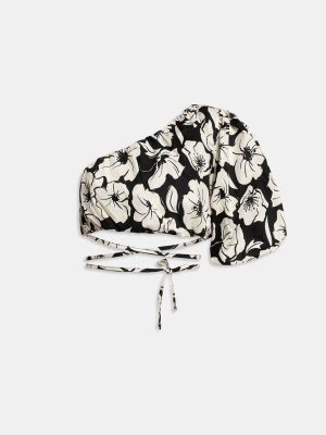 WEILI ZHENG CROP TOP  BLACK FLOWER - immagine 4