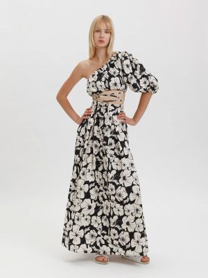 WEILI ZHENG CROP TOP  BLACK FLOWER - immagine 3