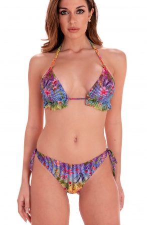 BIKINI TRIANGLE PADDED BRIEFS FLOWER RAINBOW