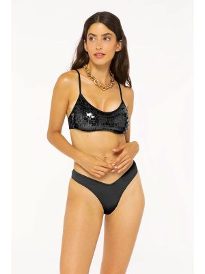 Bikini top e slip a v mermaind scales nero