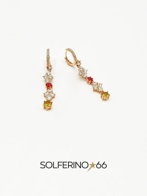 ORECCHINI LUNGHI CON ZIRCONI COLORATI