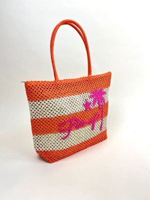 Borsa Paglia Righe Arancio/Natural - immagine 2